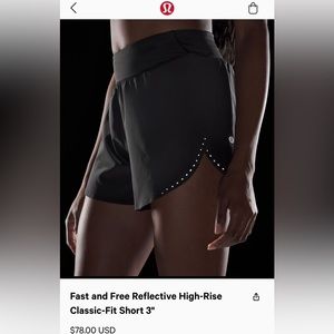 Lululemon Fast and Free Reflective High-Rise Classic-Fit 3”